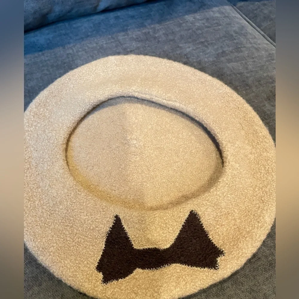 Betmar boiled wool beret with bow tan and brown